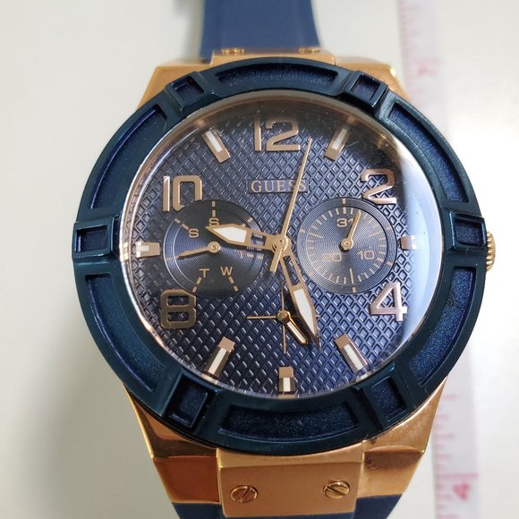 GUESS Rose Gold Watch with Blue Silicone Strap main image 7